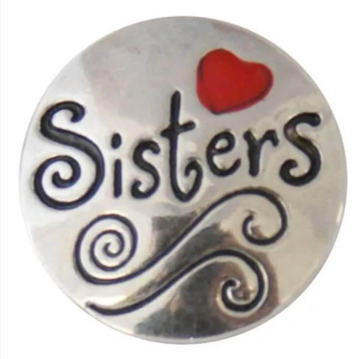 20MM Silver Plated w/ Enamel Sisters Snap - Red Heart - Snap