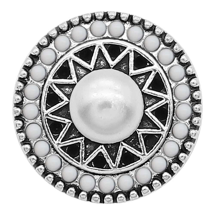 20MM White Pearl Beaded Sun Snap - Snap