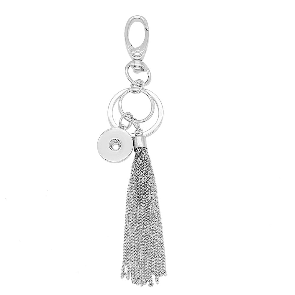 6 long Silver Tassel Snap Handbag Clip - Accessory