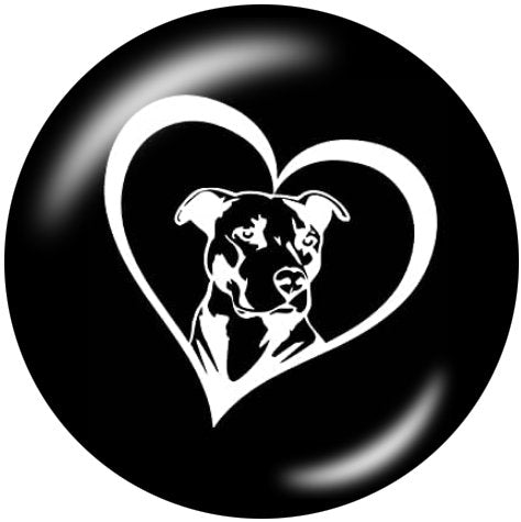Black and White Pit Bull Terrier Dog Love Print 20MM Glass Snap