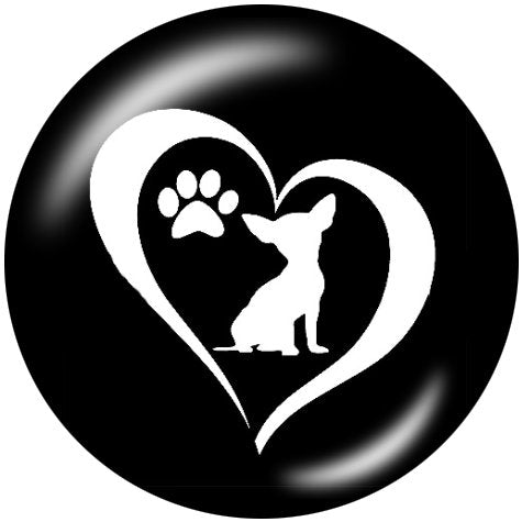 Black and White Chihuahua Dog Love Print 20MM Glass Snap