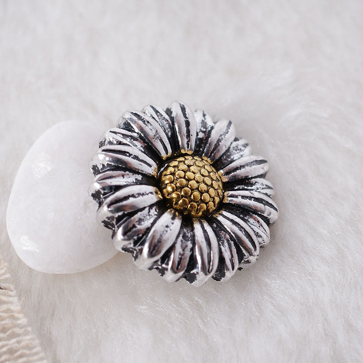 Silver and Gold Daisy flower 20MM Snap