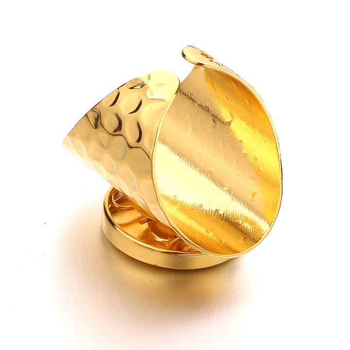 Hammered Gold Button Snap Ring