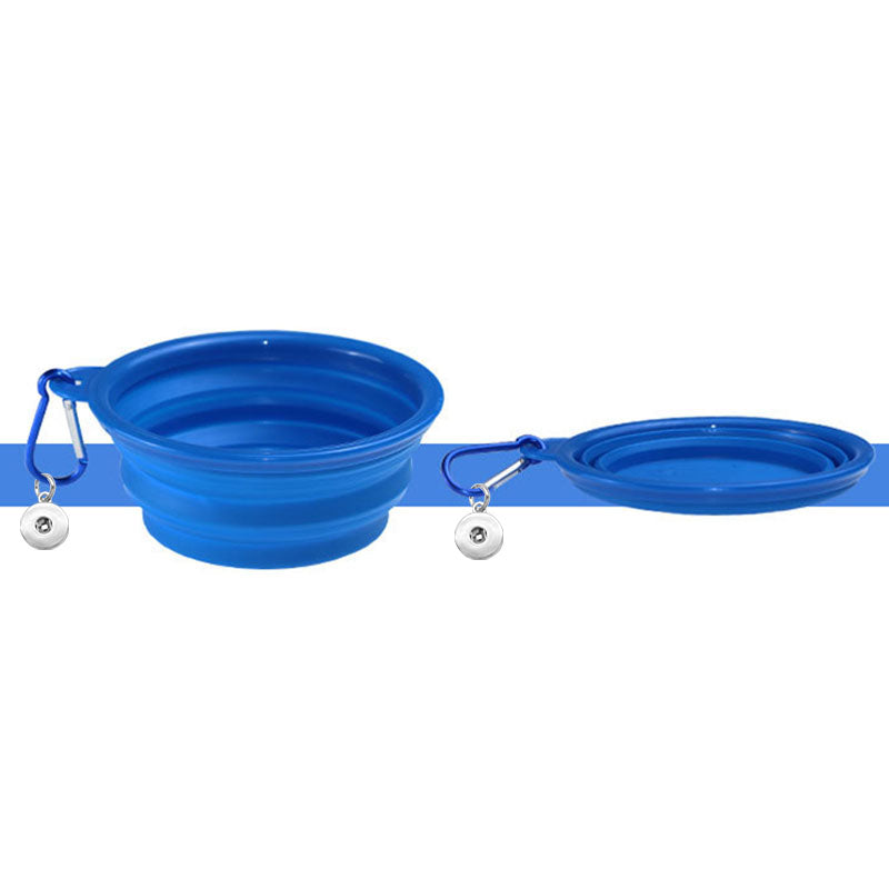Blue Folding Collapsible Travel Pet Bowl Dog Bowl Portable Pet Supplies with clip fits 18&20MM snap button snap jewelry