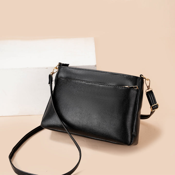Black Crossbody Shoulder Bag Large Capacity Soft Leather Fits 18mm Snap Button