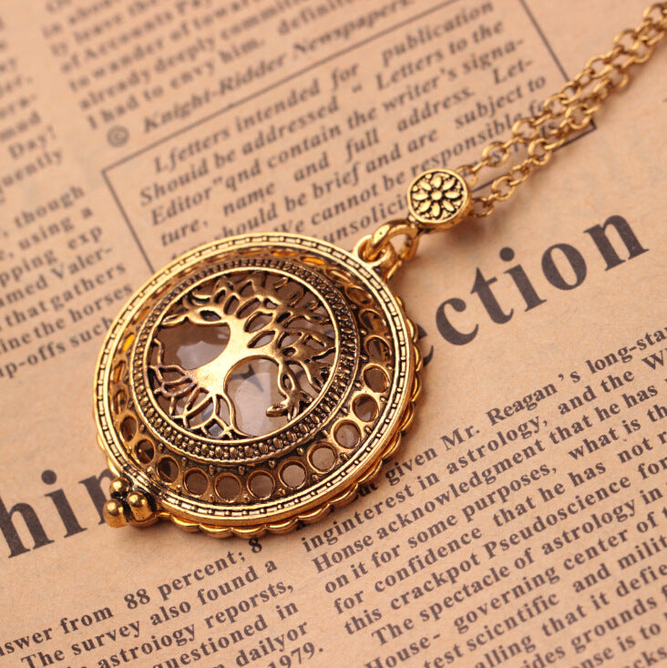 Antique Gold Magnifying Glass Pendant Necklace
