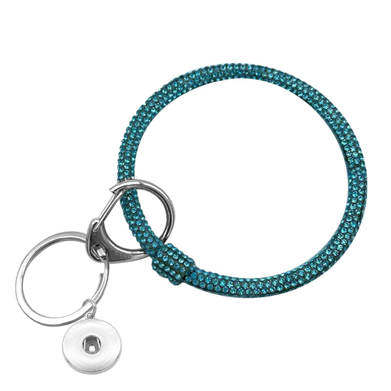 Water Diamond Sparkle Wristlet Bracelet Key Ring fits 18/20MM Snaps