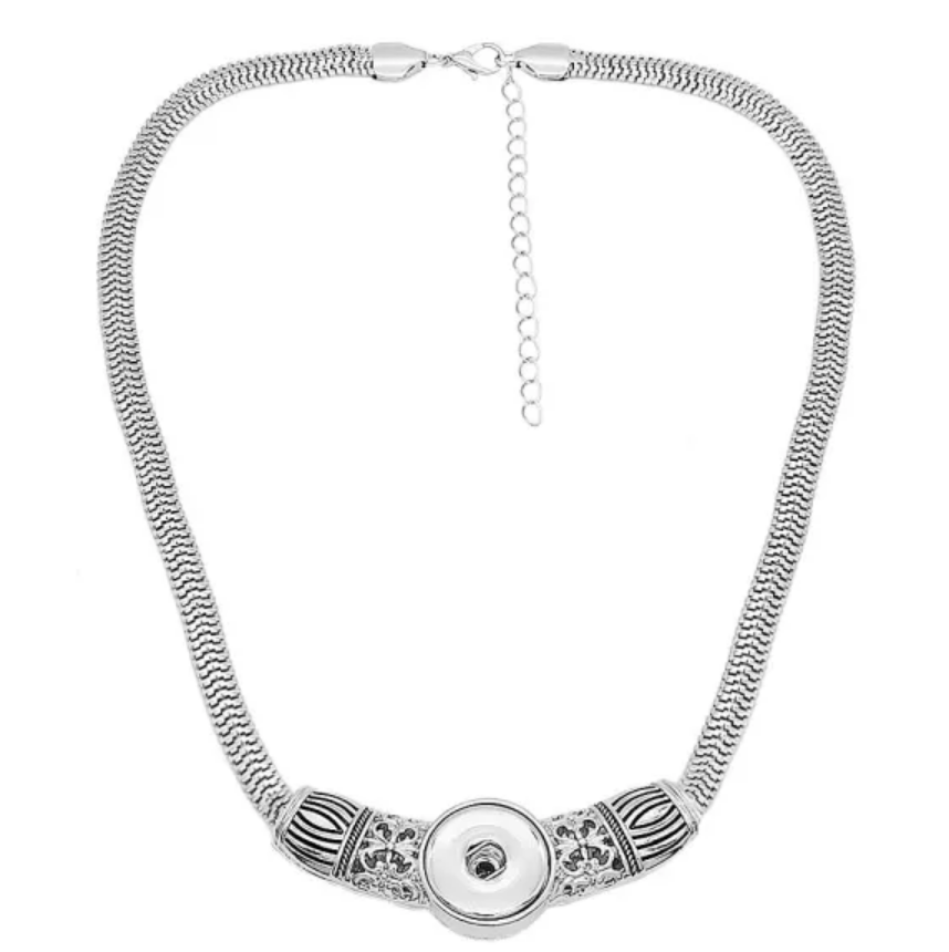 Catherine Designer-Look Silver Snap Necklace