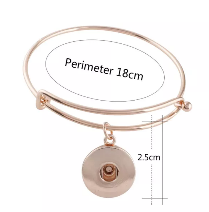 Designer Look Rose Gold Wire Bracelet w/ Snap Charm - Snap