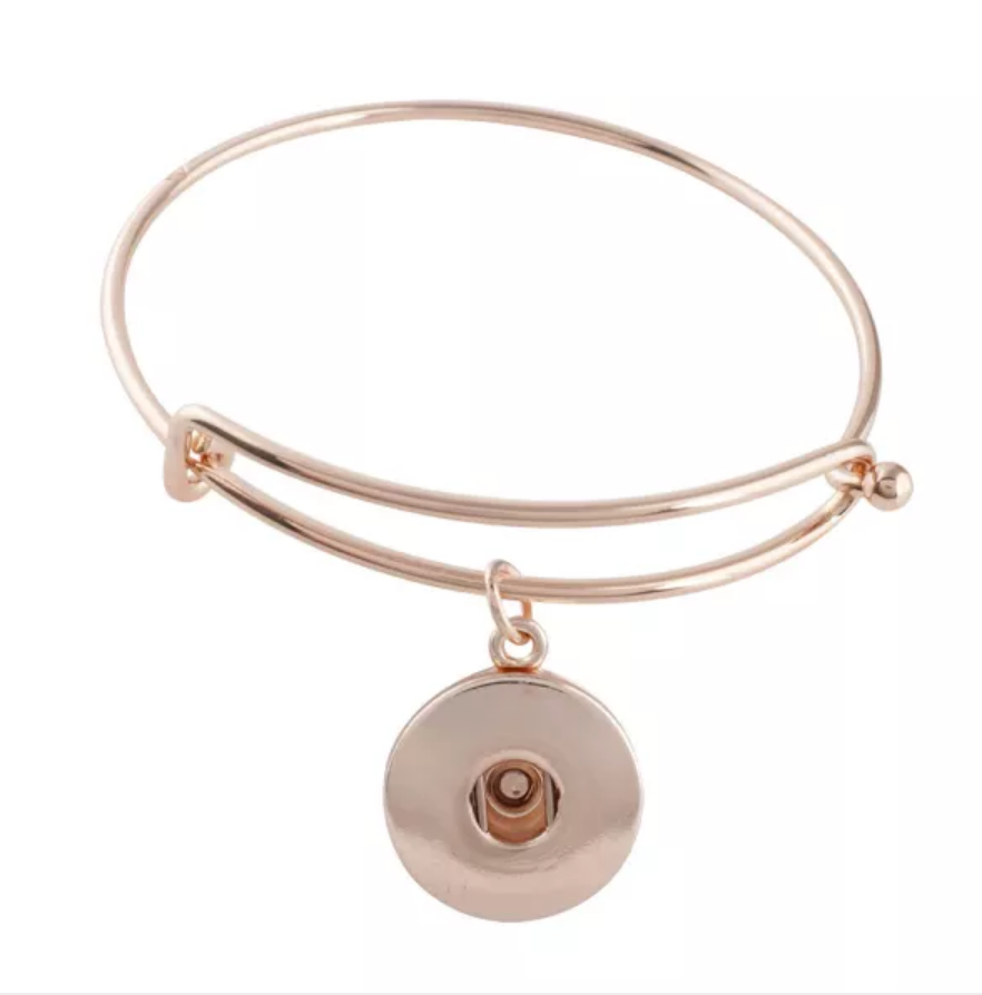 Designer Look Rose Gold Wire Bracelet w/ Snap Charm - Snap