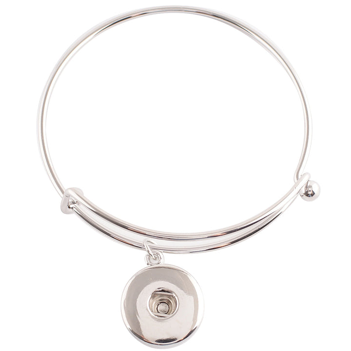 Designer-look Wire Bracelet w/Dangle Snap Charm - Snap