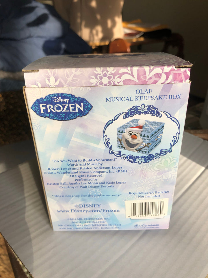 Disney Frozen Olaf Mr. Christmas Keepsake Music Box plays