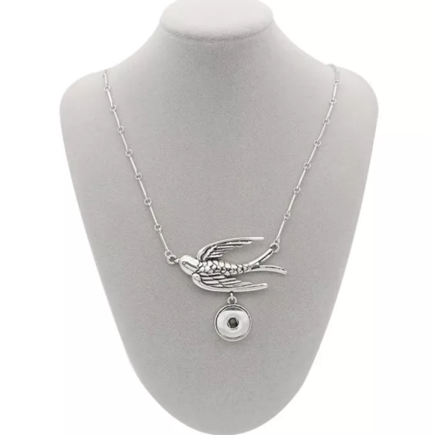 Silver Florence Bird Snap Necklace 48CM Fits Snaps 18/20MM