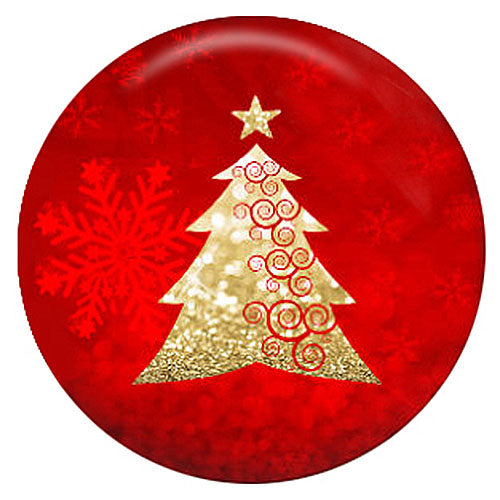 Gold Christmas Tree 20MM Painted Ceramic Snap - Snap