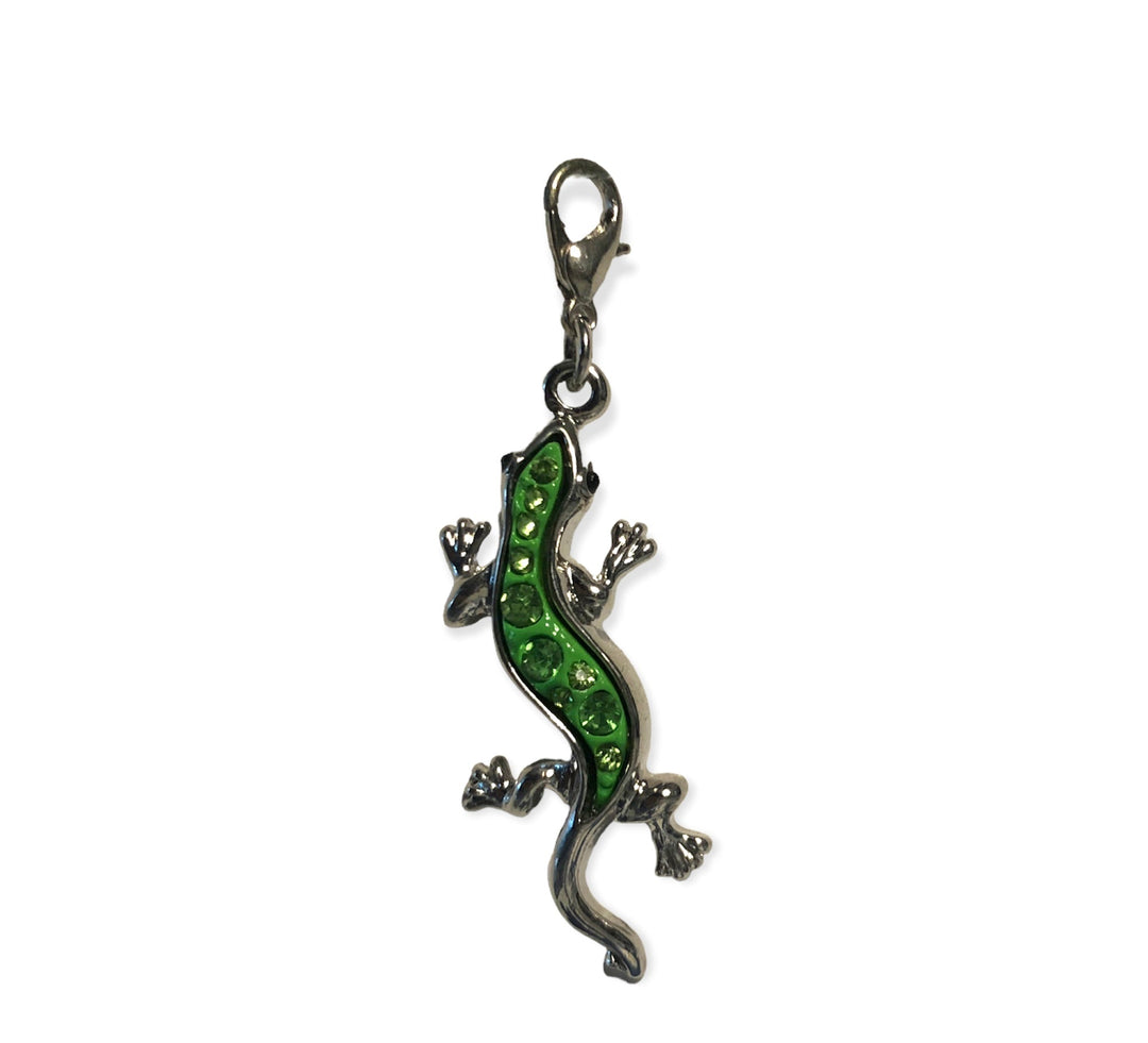 Green crystal lizard charm