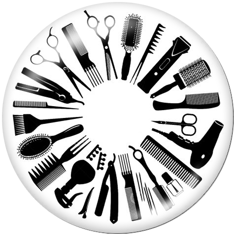 Hair Stylist Wheel of Tools 20MM Glass Print Snap - Snap