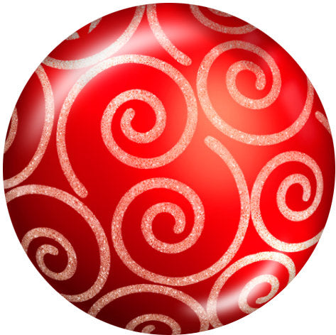 Handmade 20MM Red Swirl Christmas Ornament Ball Glass Print