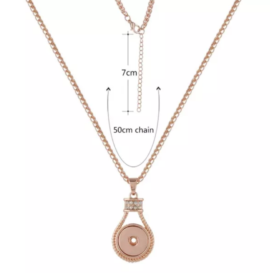Hedy Rose Gold Designer-Look Snap Necklace w/Rhinestones &