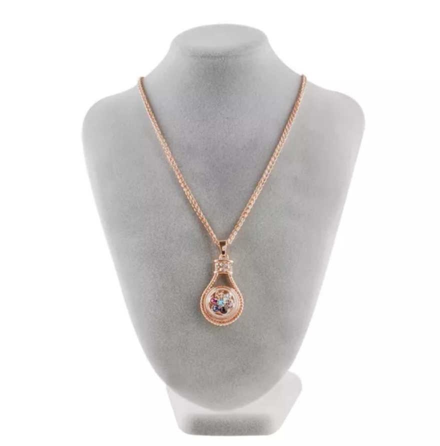 Hedy Rose Gold Designer-Look Snap Necklace w/Rhinestones &