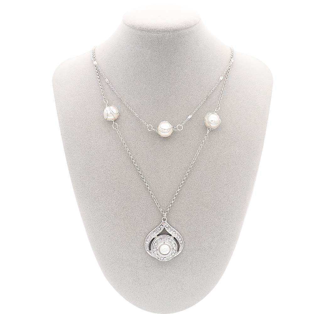 Jackie Double Strand Pearl Snap Necklace - Snap Necklace
