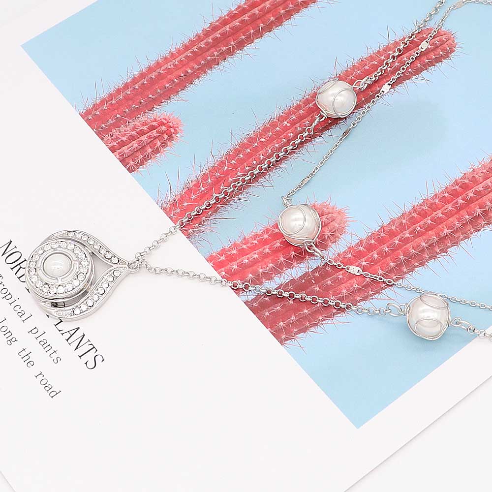 Jackie Double Strand Pearl Snap Necklace - Snap Necklace
