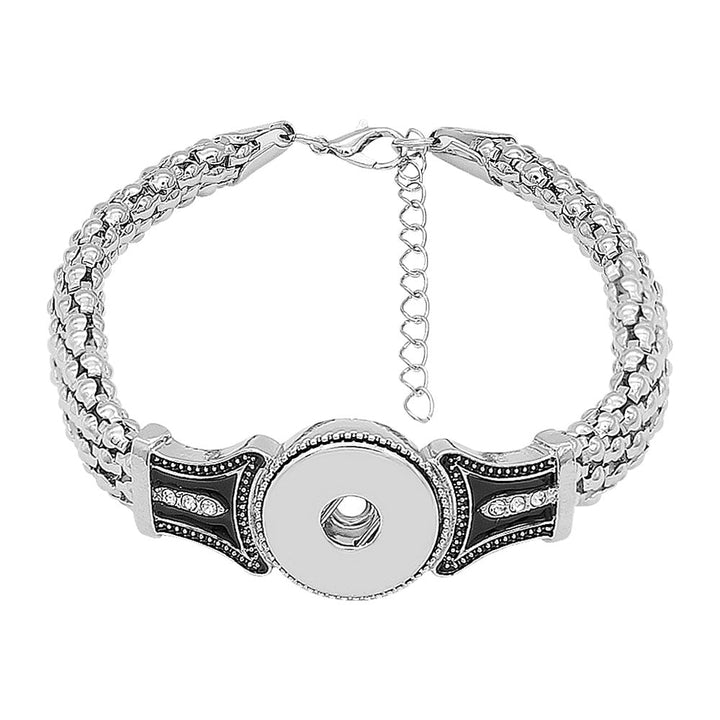 Jessica Adjustable Silver/Black Snap Bracelet - Snap