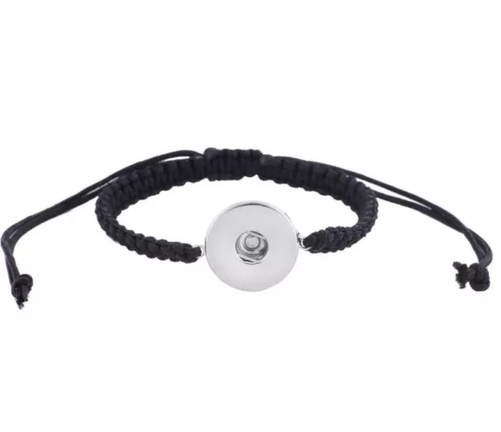 Macrame Single Snap Bracelet/Anklet - Black - Snap Bracelet