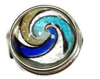 Murano-style Swirl Snap - Gold and Blues