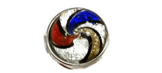 Murano-style Swirl Snap - Gold Red & Blue