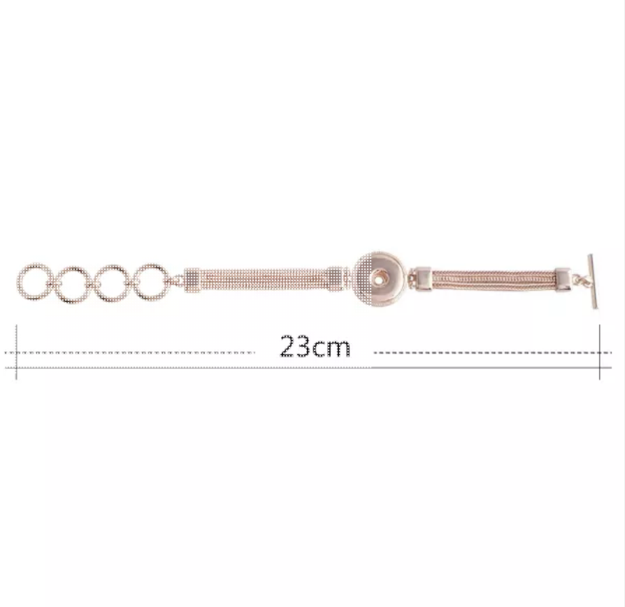 Rose Gold Fishbone Snap Bracelet w/Toggle Clasp - Snap