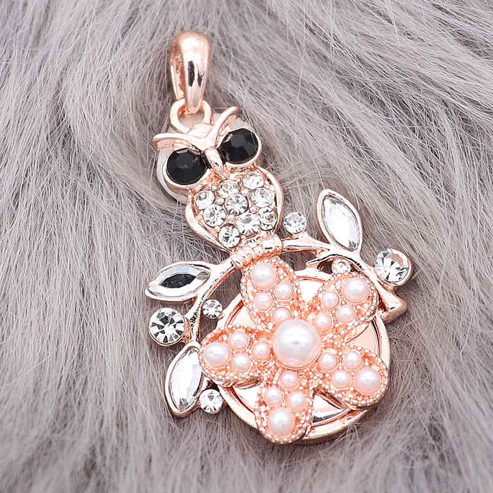 Rose Gold Owl Snap Pendant - Snap Necklace