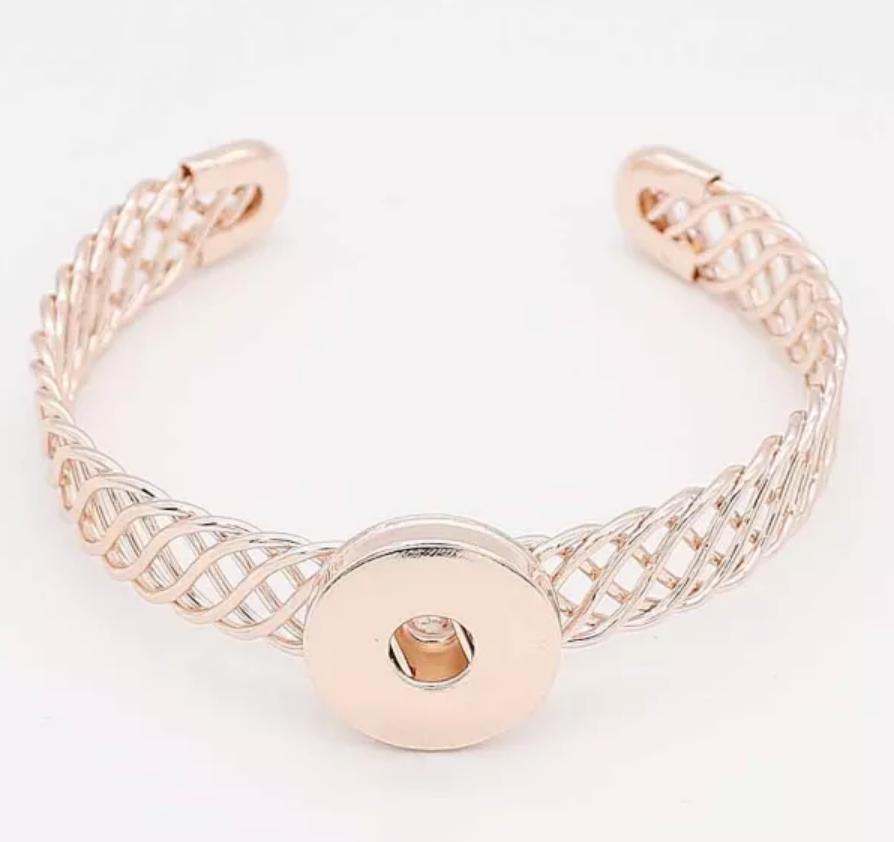 Rose Gold Woven Snap Cuff Bracelet - Snap Bracelet