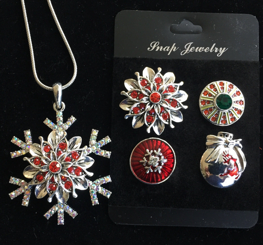 Shimmering Snowflake Necklace Snap Set