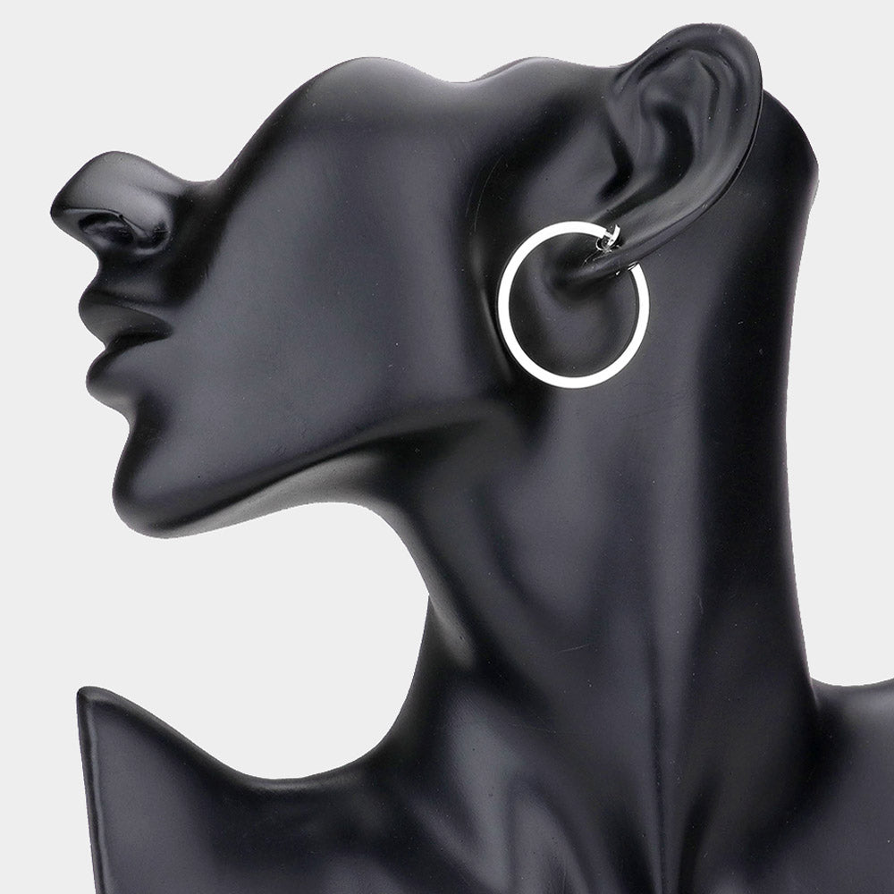 Silver Hypoallergenic Clip Non-Pierced Hoop Earrings -