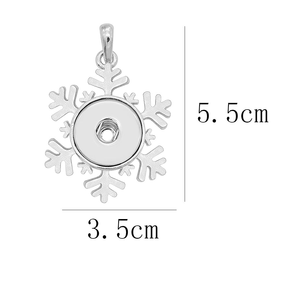Silver Snowflake Snap Necklace - Snap Necklace