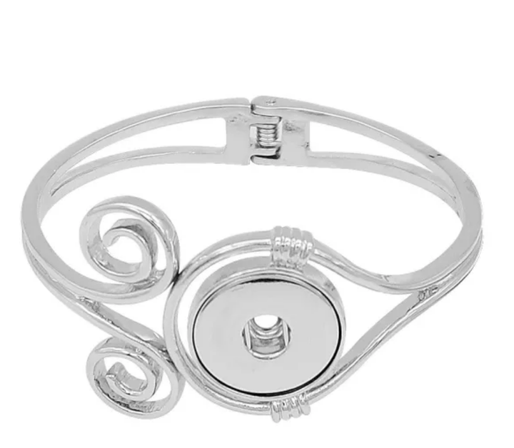Silver Swirl Hinged Snap Bracelet - Snap Bracelet