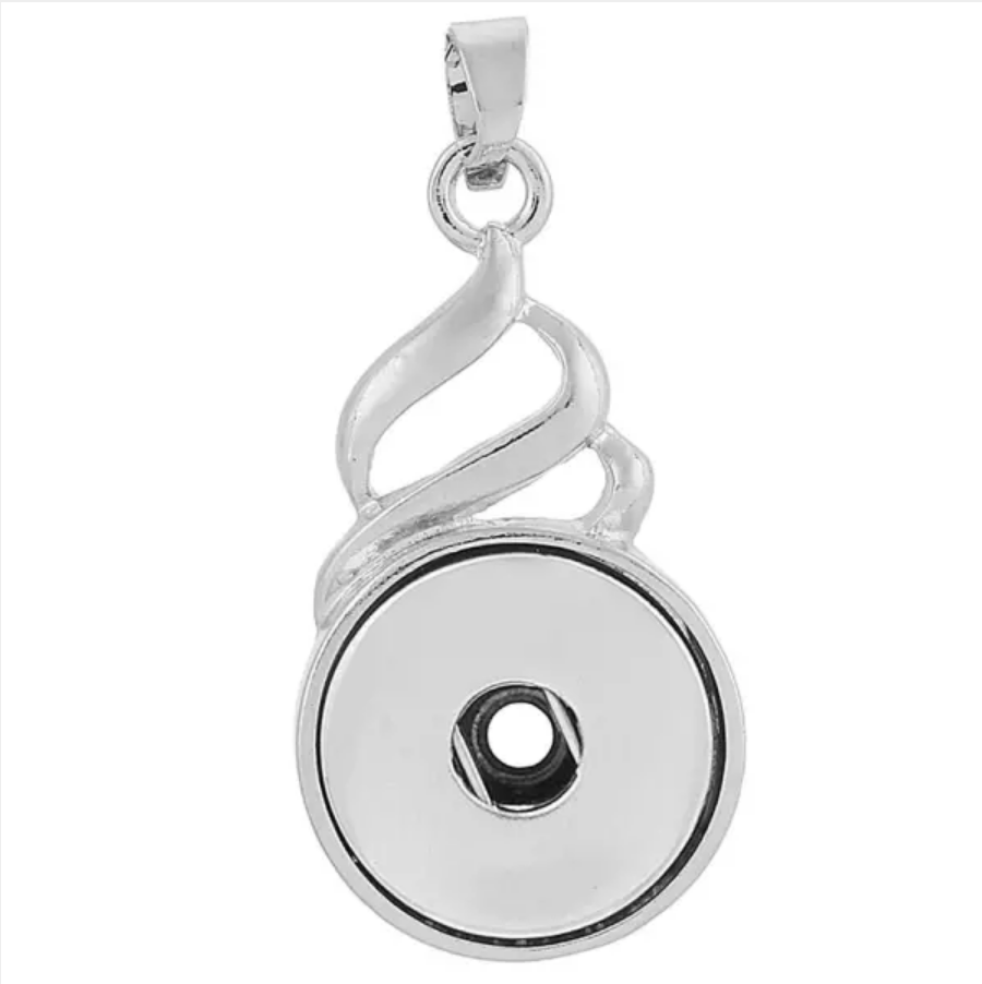 Silver Swirl Snap Pendant w/ BONUS 16 chain! - Snap Necklace
