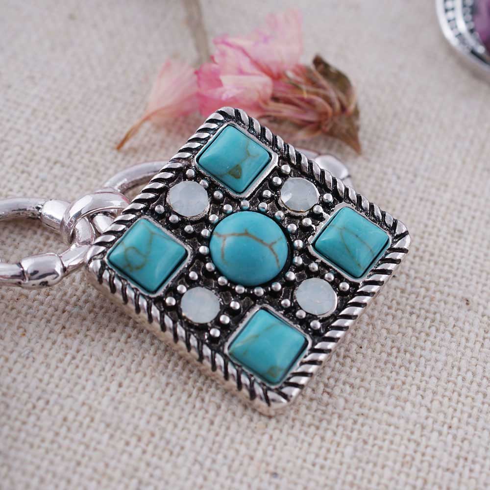 Square Turquoise and Opal Snap - Snap