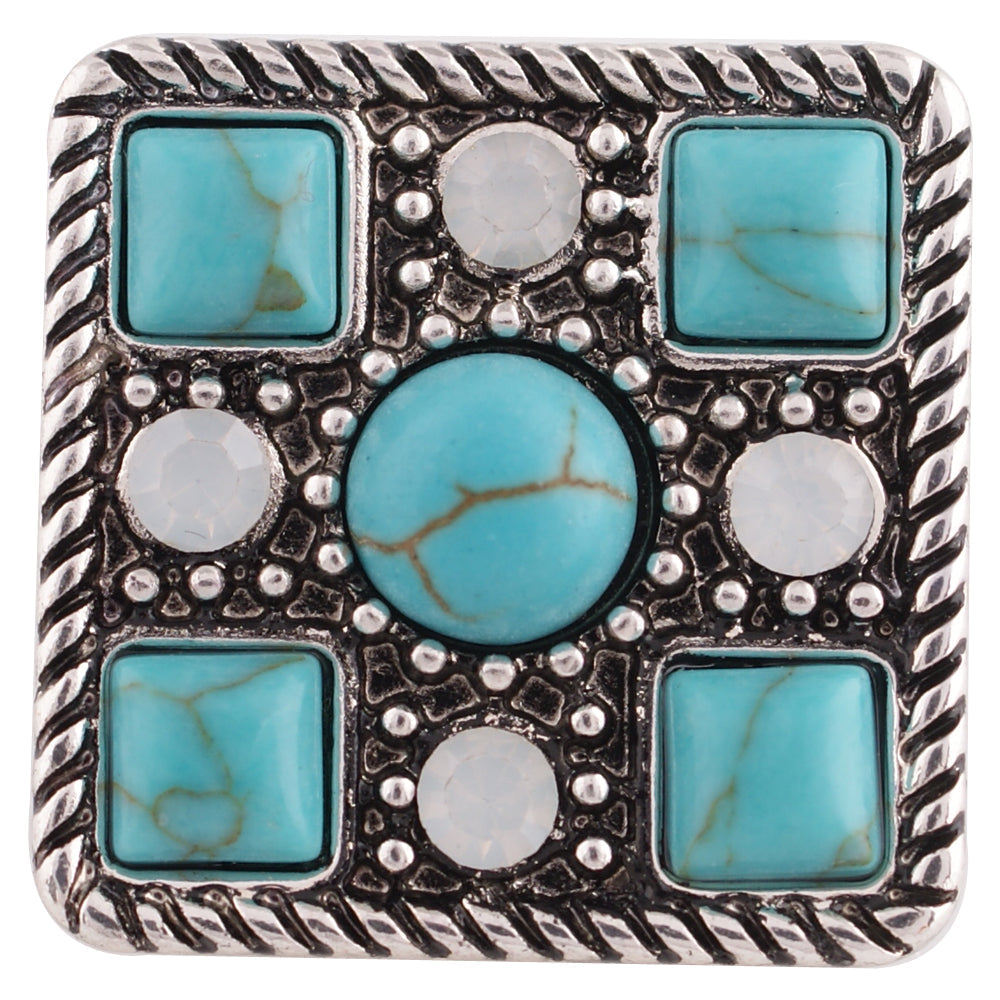 Square Turquoise and Opal Snap - Snap