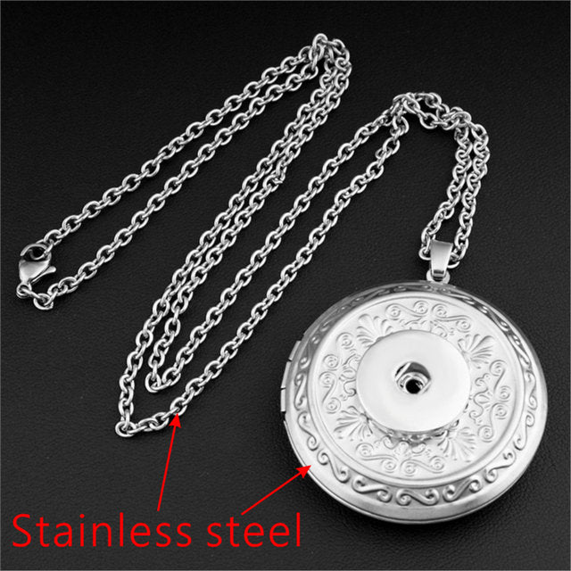 Stainless Steel Locket Snap Necklace - Snap Necklace