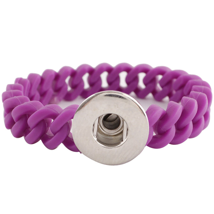 Thin Purple Silicone Stretch Snap Bracelet - Snap Bracelet