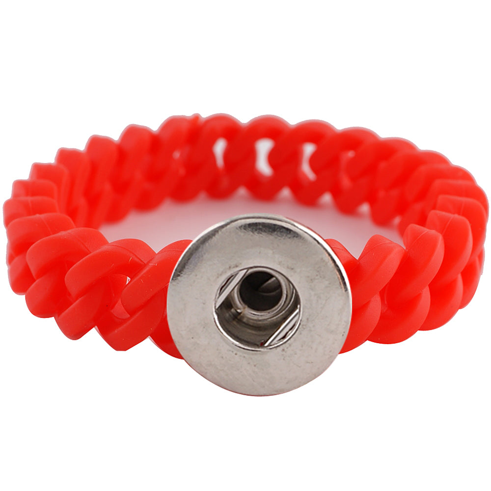 Thin Red Silicone Stretch Snap Bracelet - Snap Bracelet