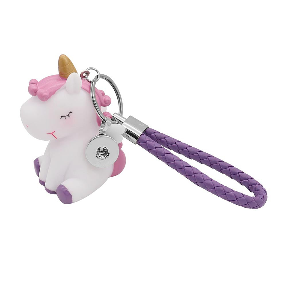 Unicorn and Leather Keychain with Dangle Snap