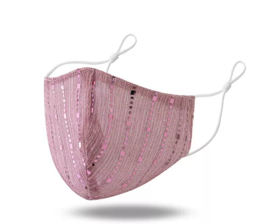 Washable Cotton Mask w/Bling 6 Colors Available - Pink