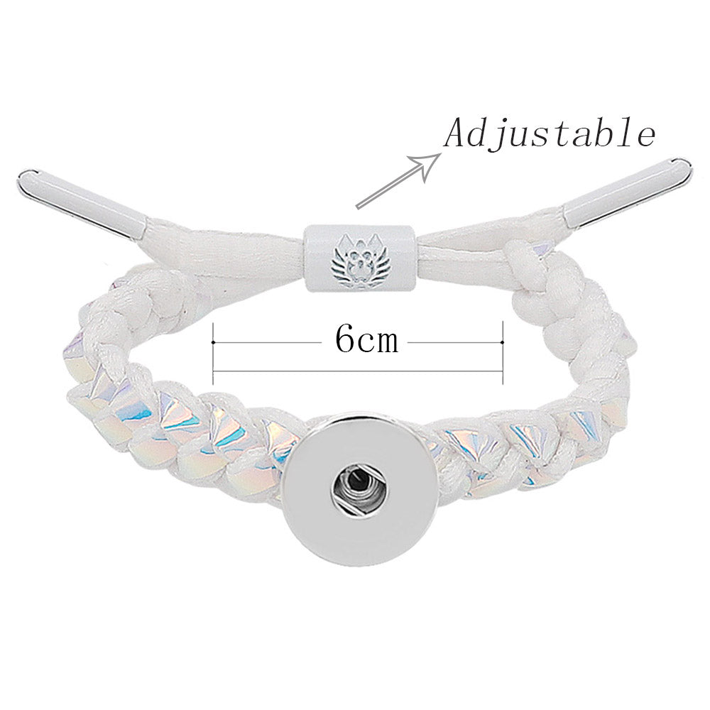 White Iridescent Braided Rope Snap Bracelet - Snap Bracelet