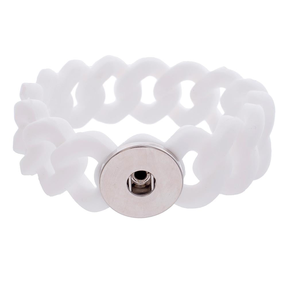 White Silicone Stretch Snap Bracelet - Snap Bracelet