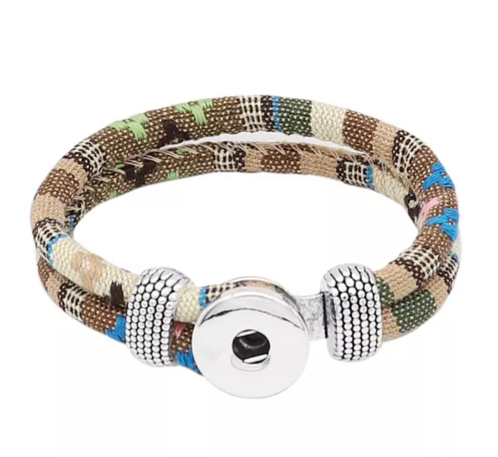 Woven Multicolor Snap Bracelet - Snap Bracelet