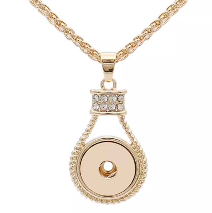 Coco Yellow-Gold Designer-Look Snap Necklace w/Rhinestones and 50CM Chain